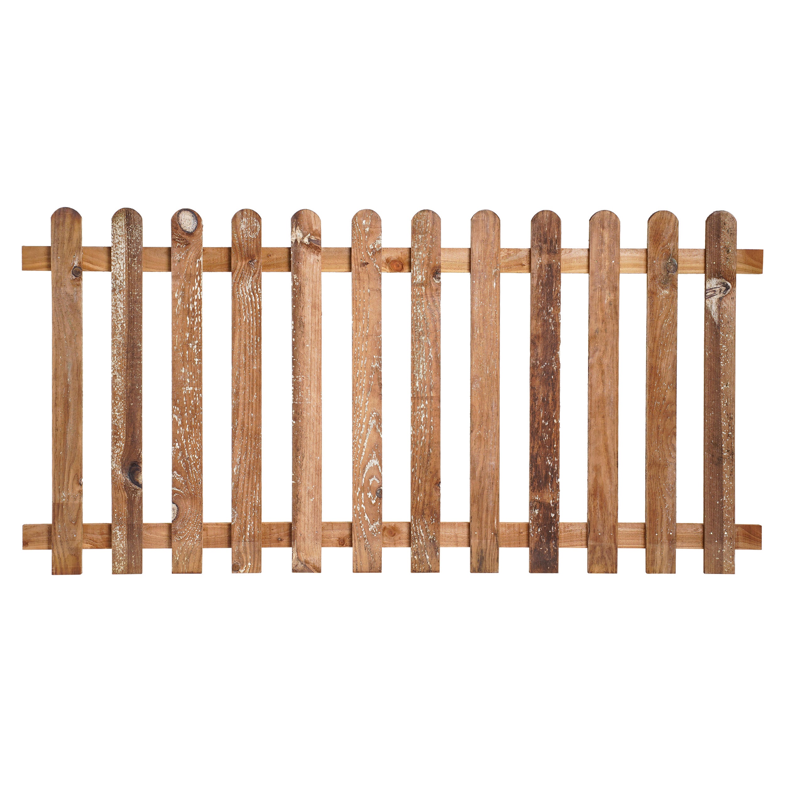 6ft x 3ft Picket Fence Panel Round Top - Pressure Treated Brown