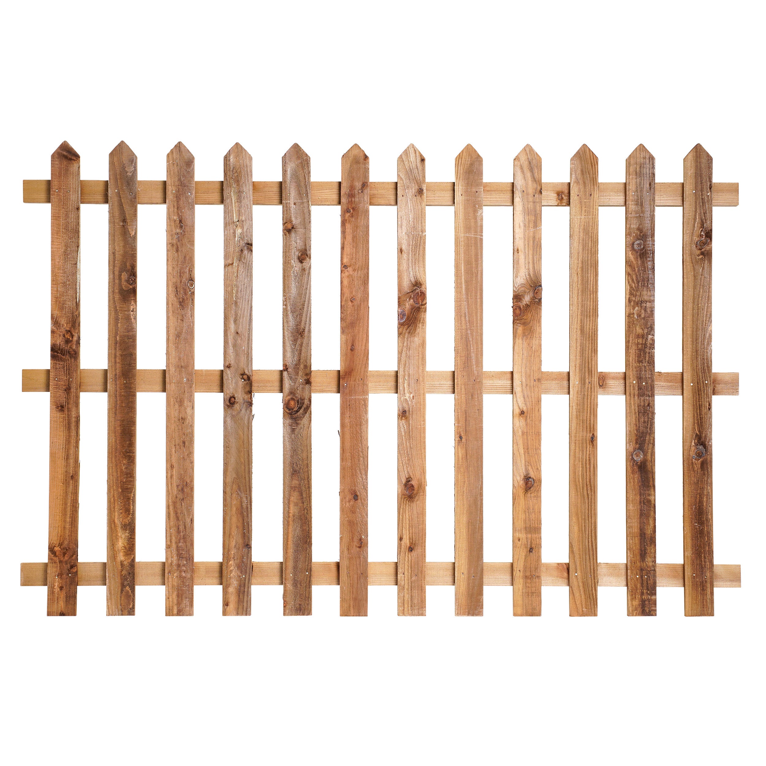 6ft x 4ft Picket Fence Panel Point Top - Pressure Treated Brown
