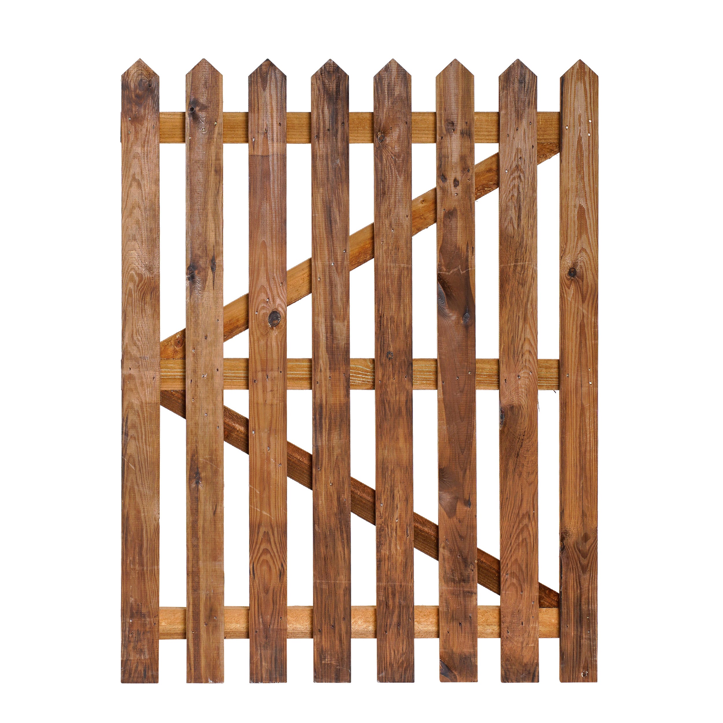 Pointed Picket Front Gate - Pressure Treated Brown