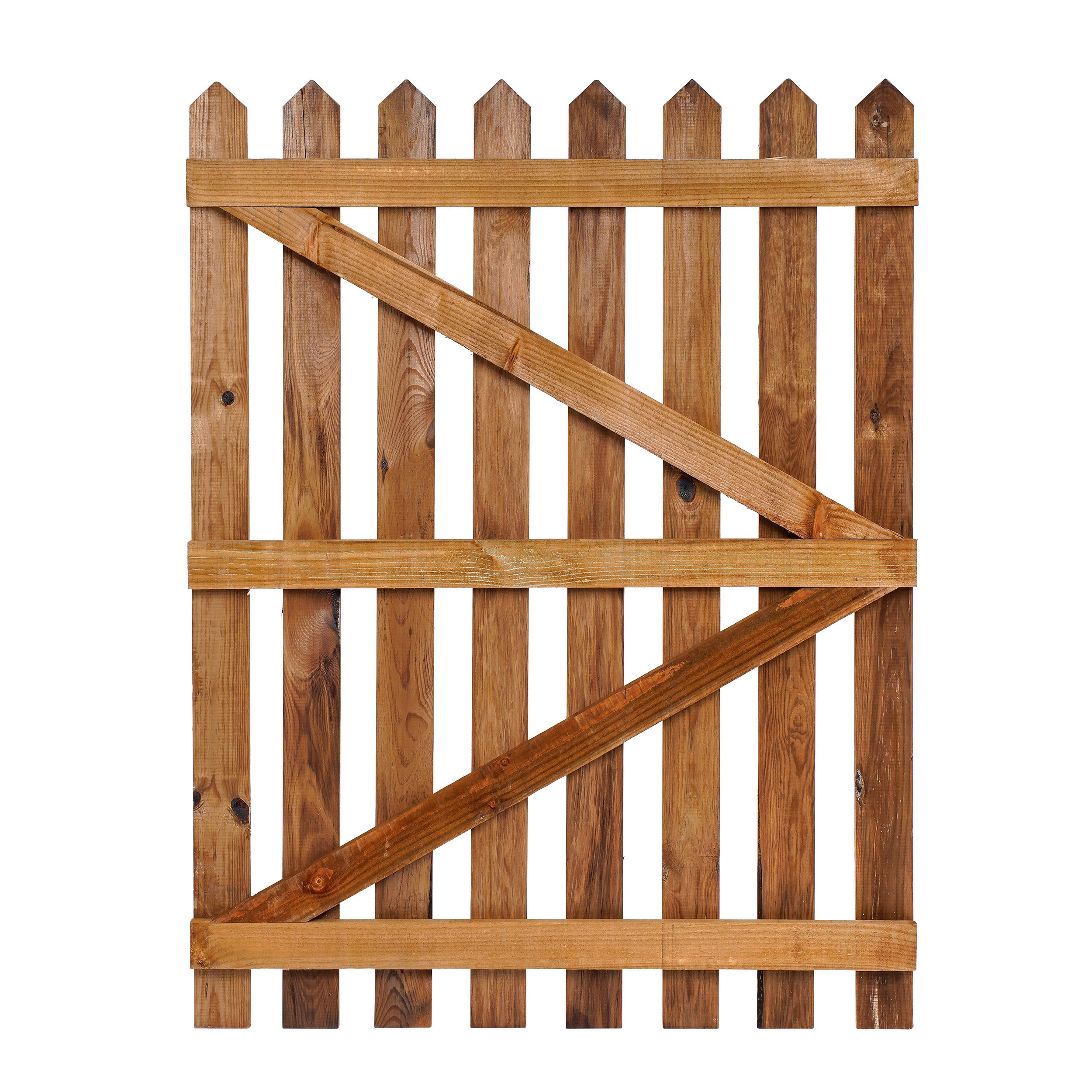 Pointed Picket Front Gate Pressure Treated Brown