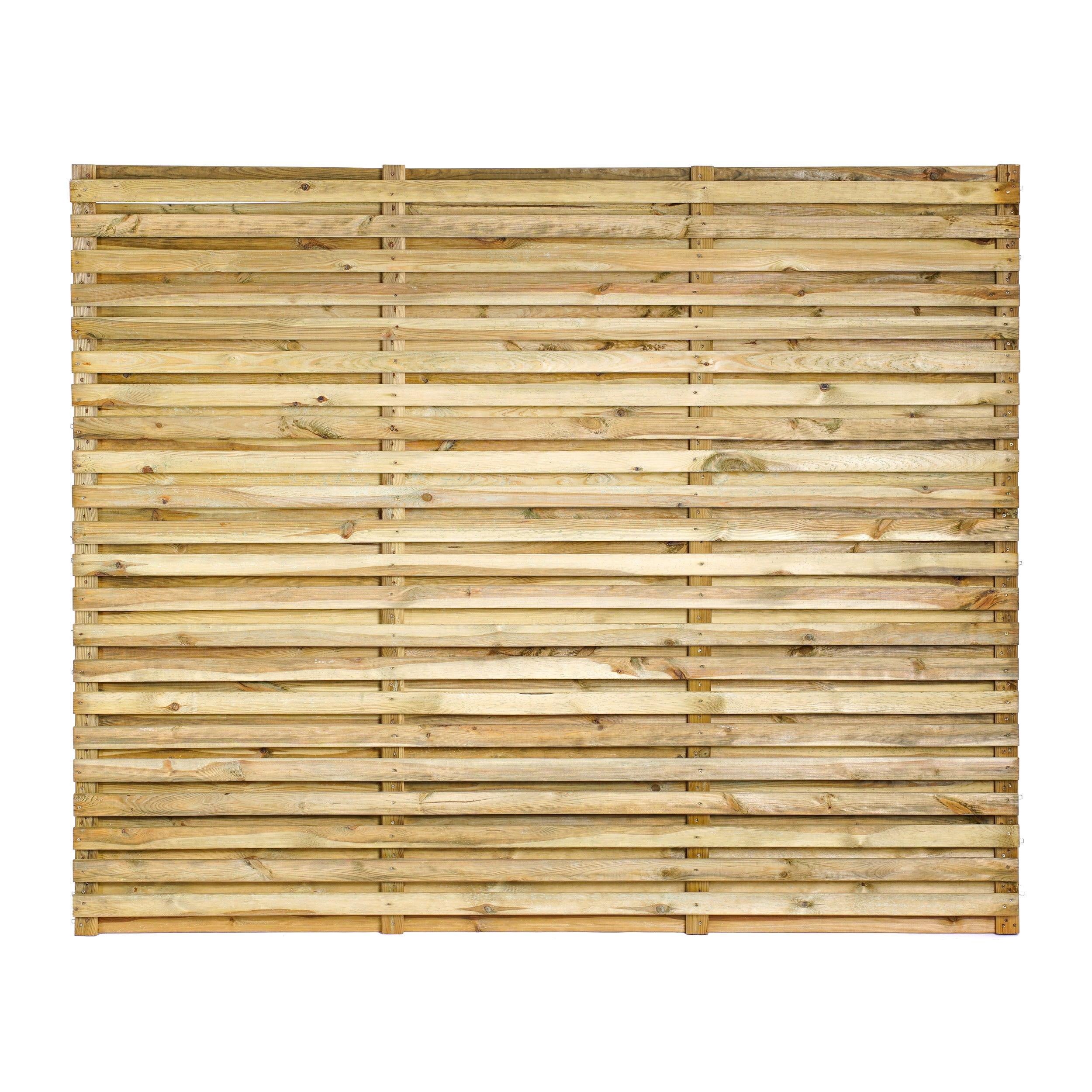 6ft x 5ft Double Slatted Fence Panel - Pressure Treated Green