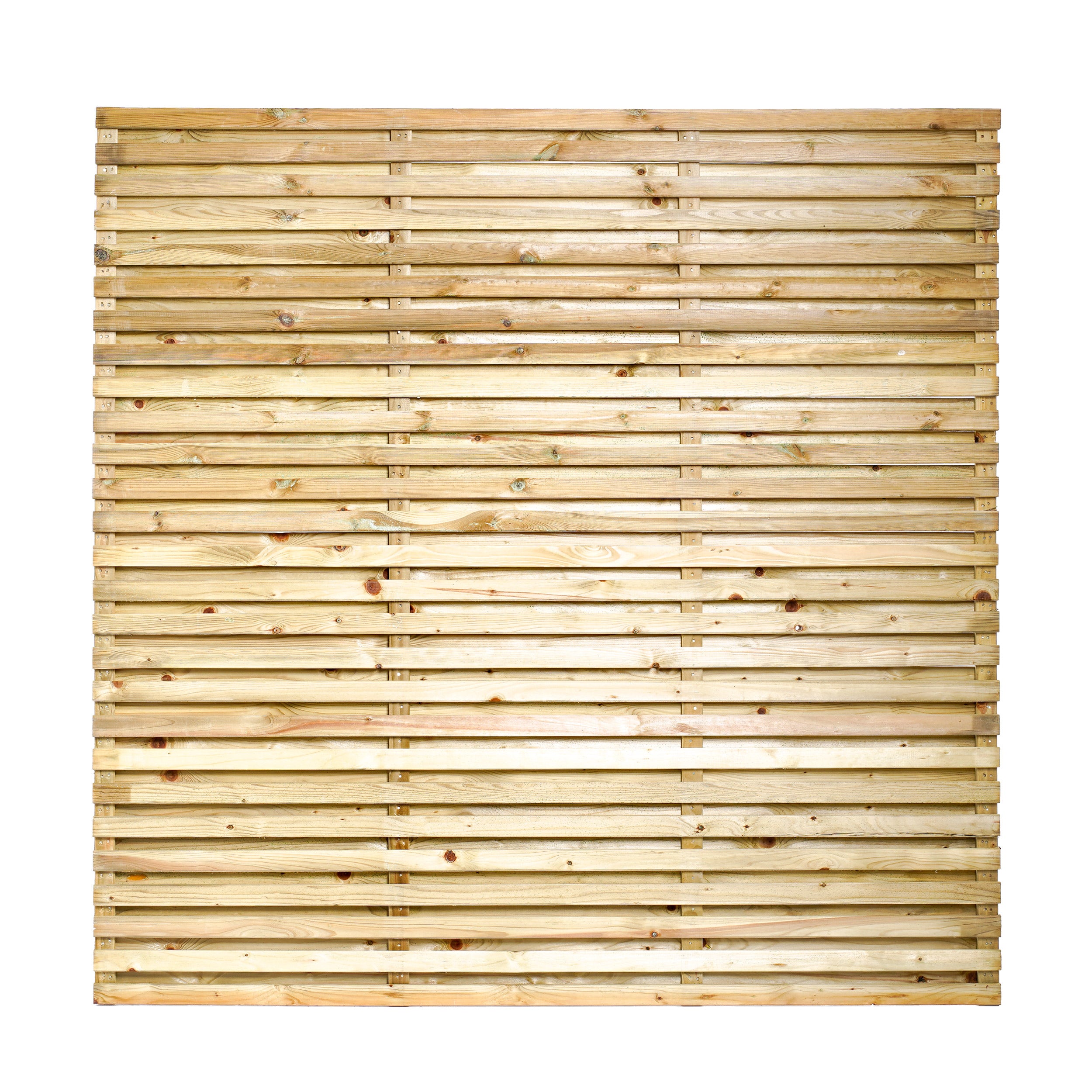 6ft x 6ft Double Slatted Fence Panel - Pressure Treated Green