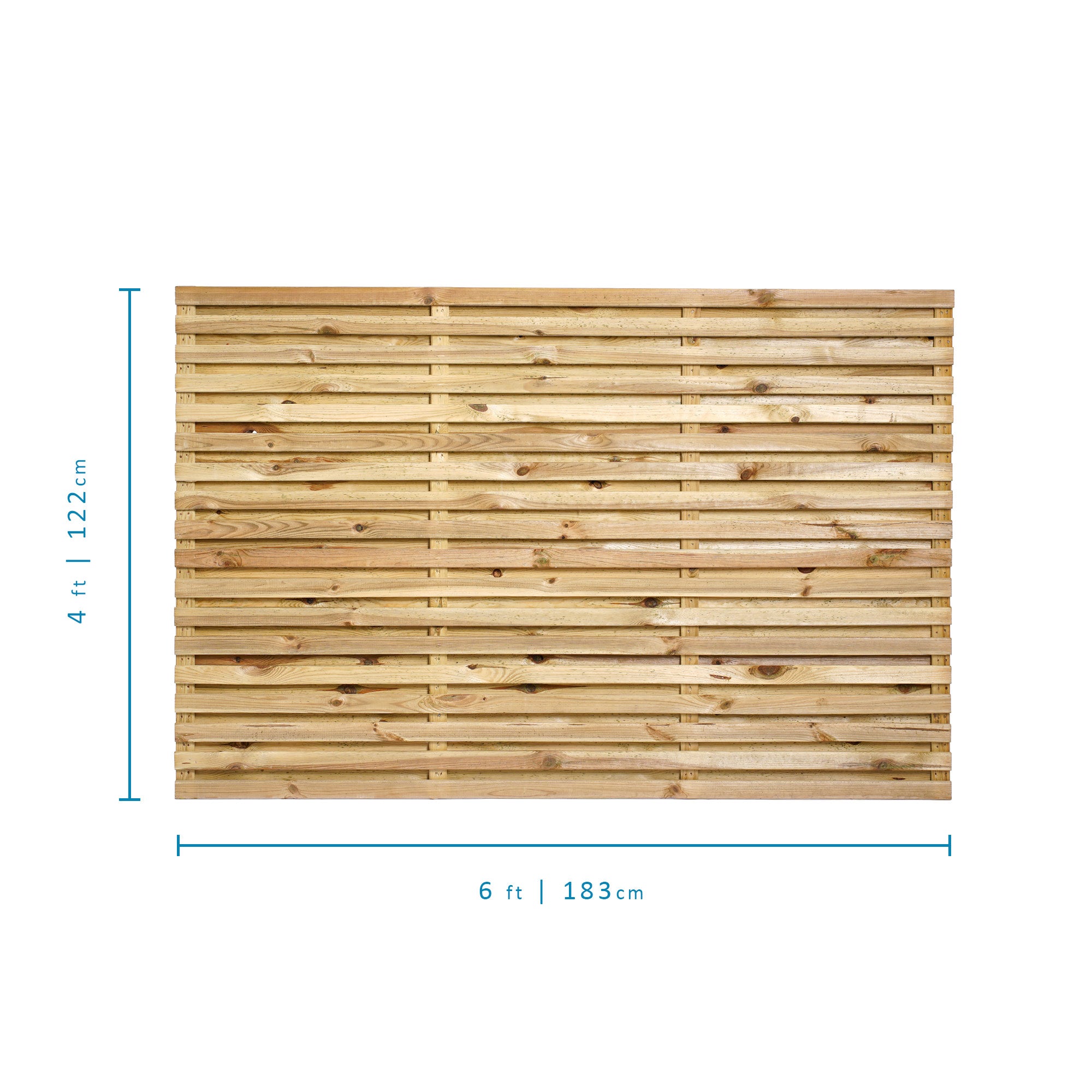 Measurements of 6ft x 4ft Double Slatted Fence Panel - Pressure Treated Green