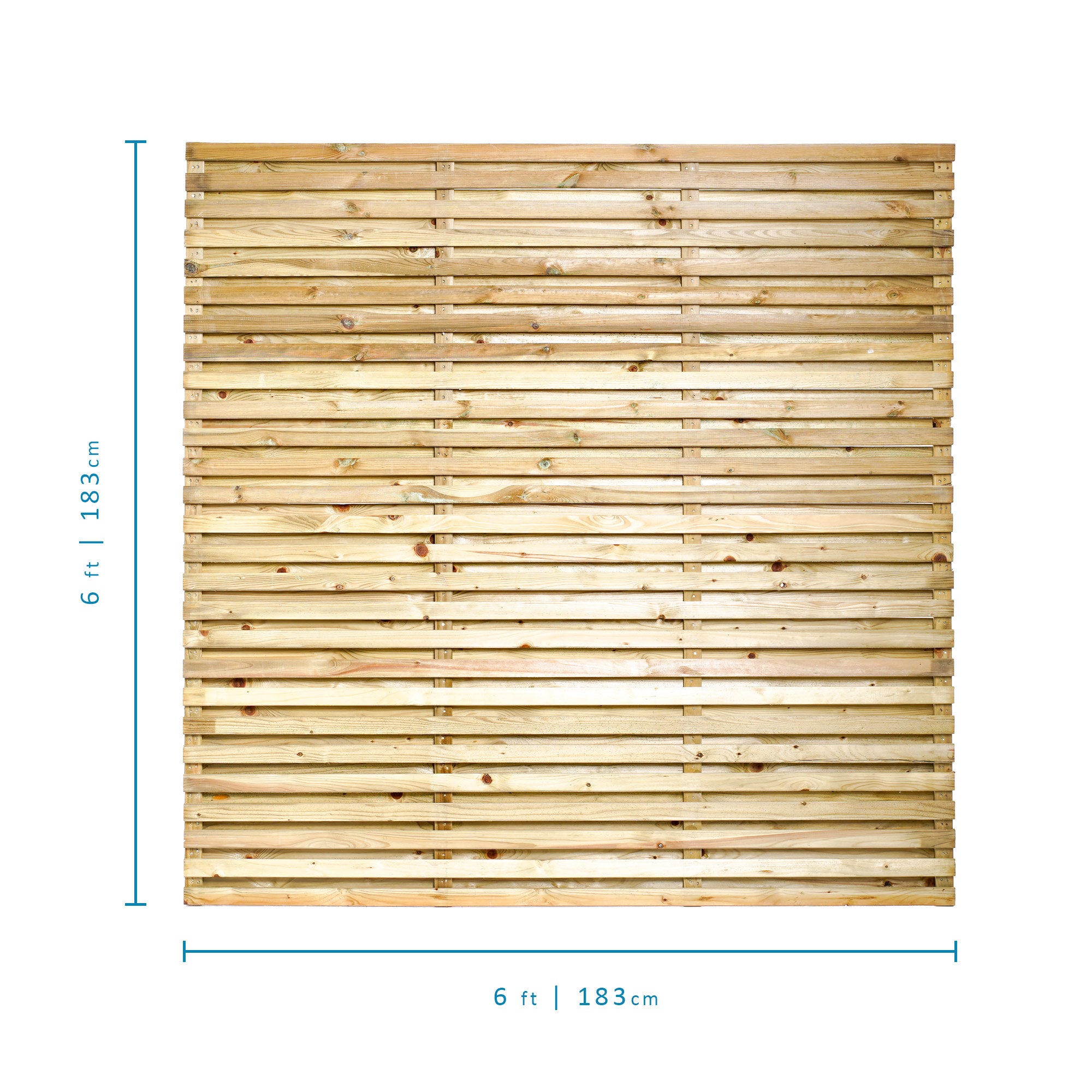 measurements of 6ft x 6ft Double Slatted Fence Panel - Pressure Treated Green