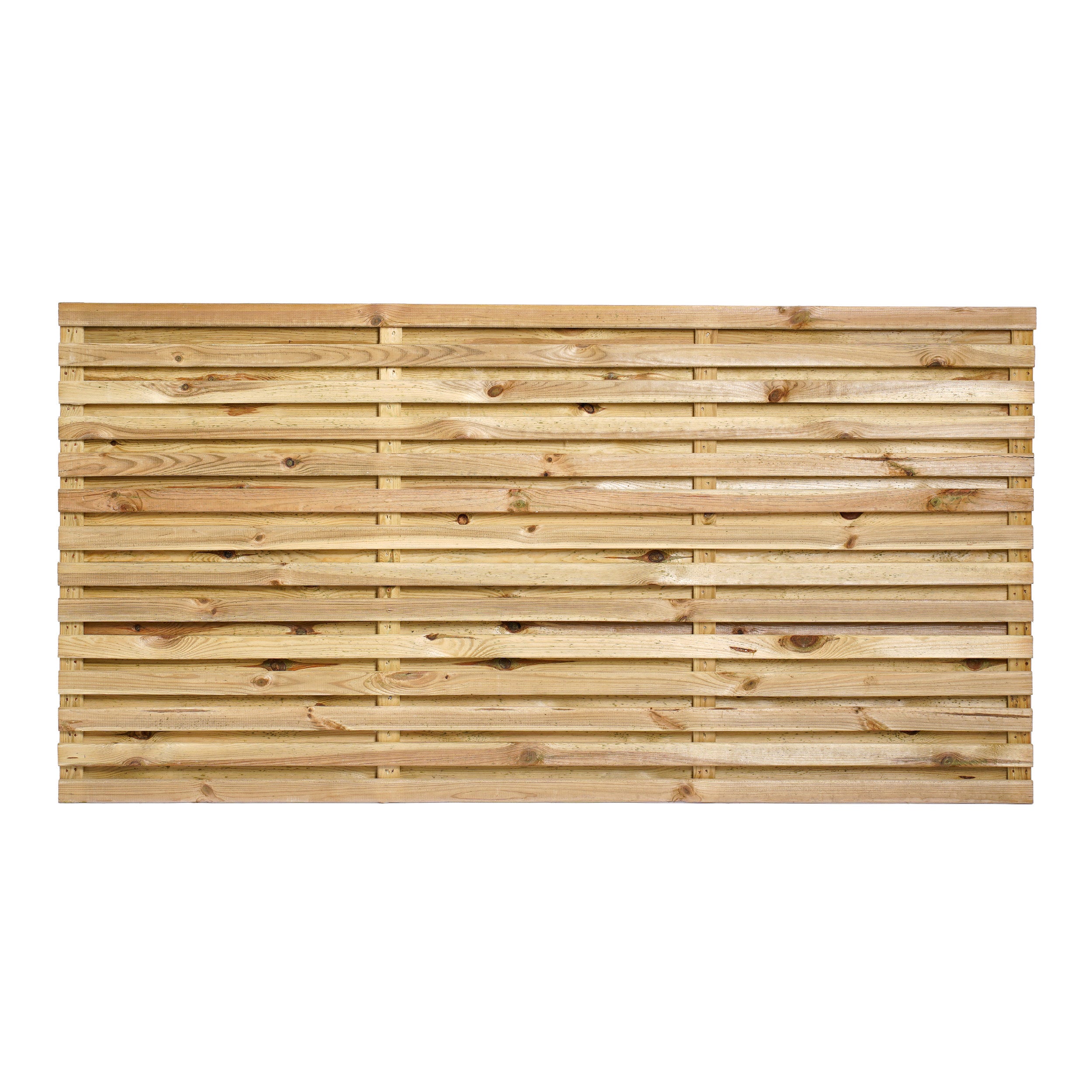 6ft x 3ft Double Slatted Fence Panel - Pressure Treated Green