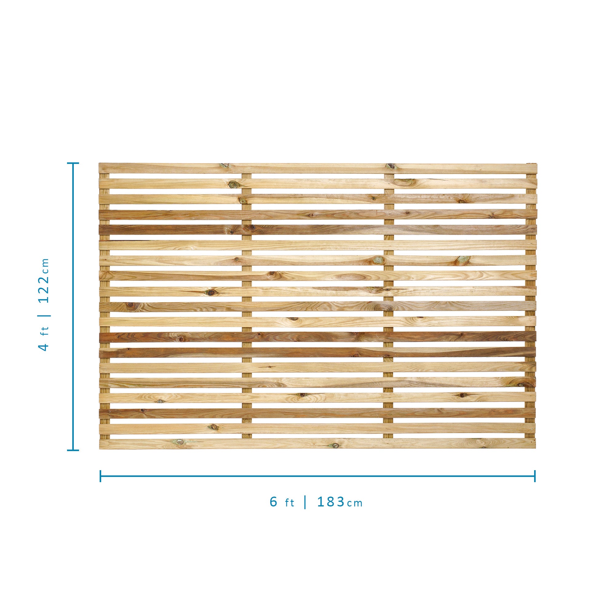 Measurements of 6ft x 4ft Single Slatted Fence Panel - Pressure Treated Green