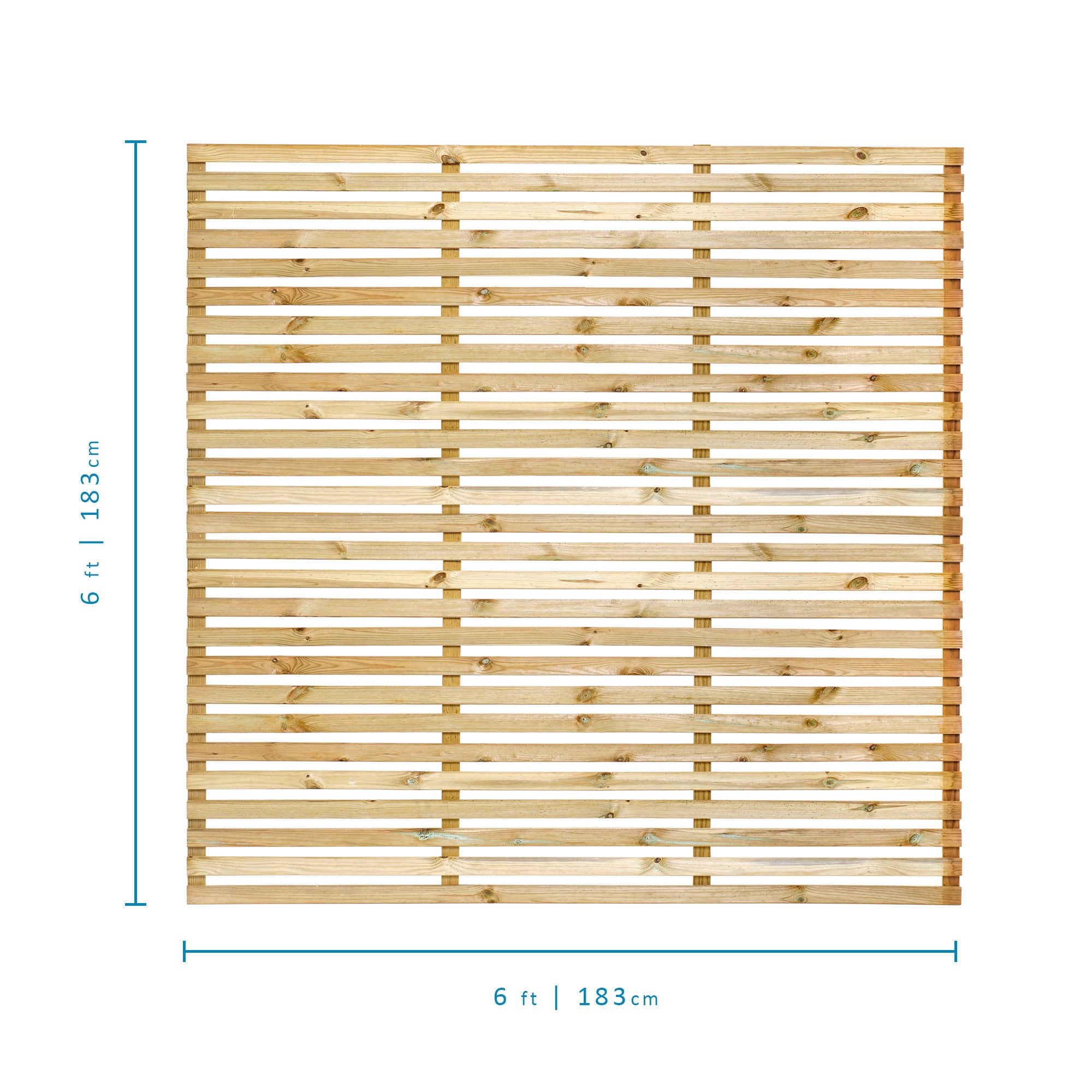 Measurements of 6ft x 6ft Single Slatted Fence Panel - Pressure Treated Green