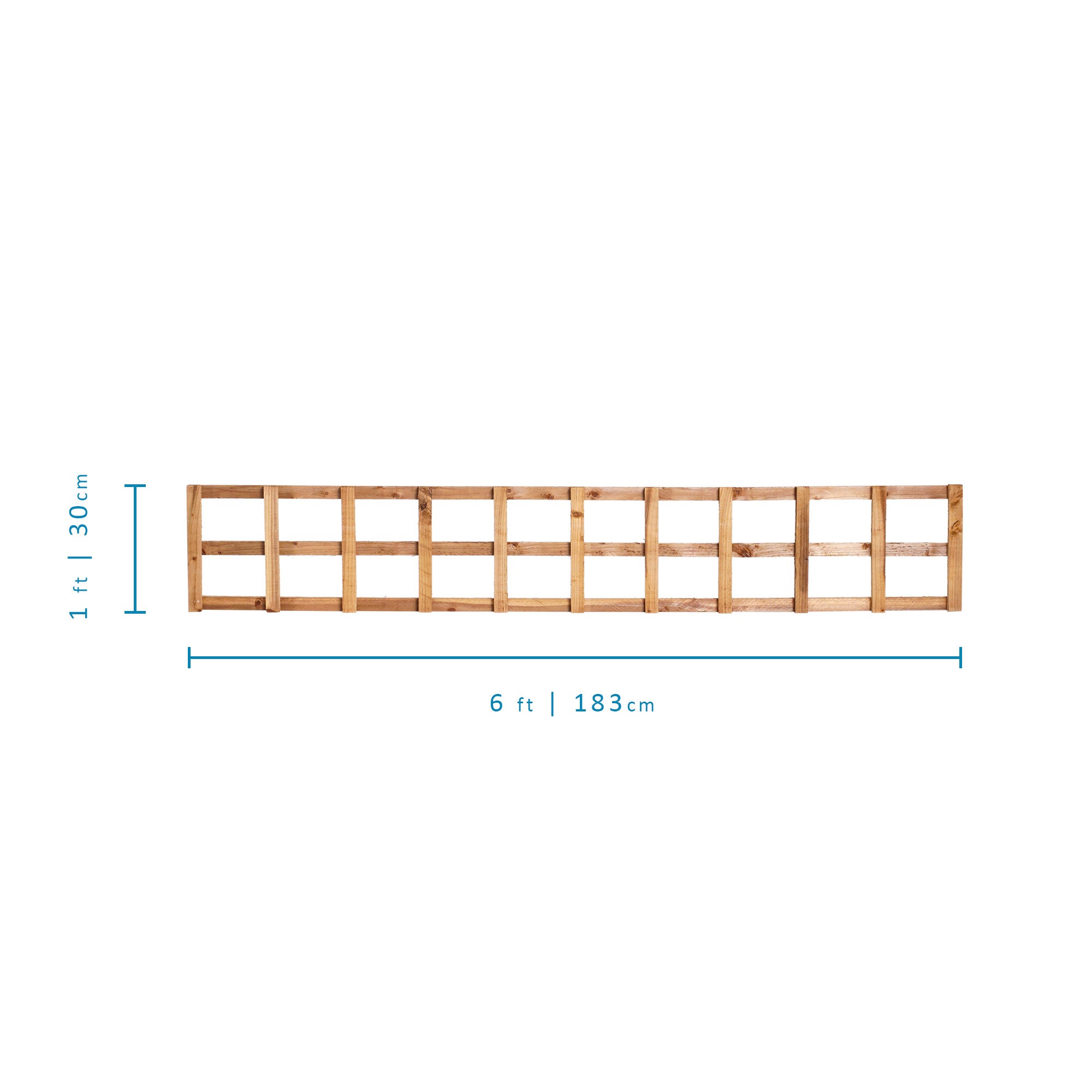 Measurements of 6ft x 1ft Traditional Heavy Square Trellis - Pressure Treated Brown