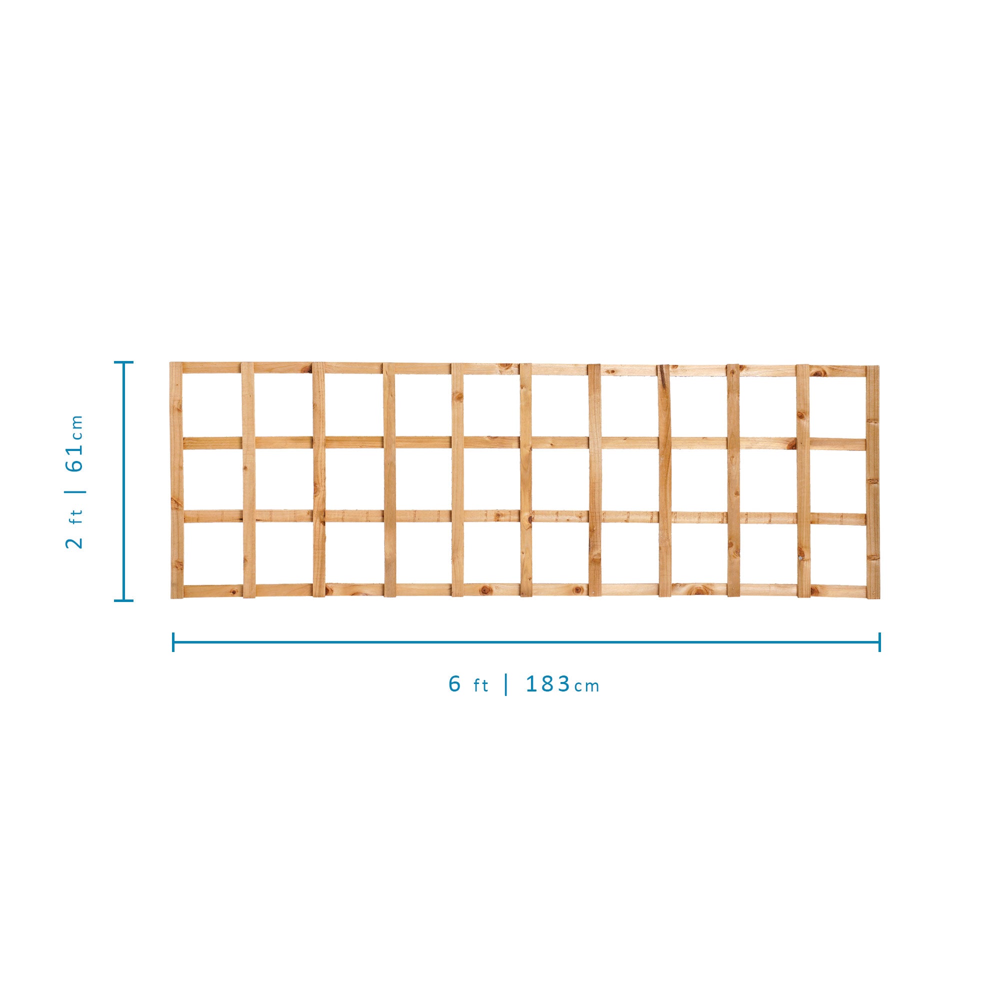 Measurements of 6ft x 2ft Traditional Heavy Square Trellis - Pressure Treated Brown