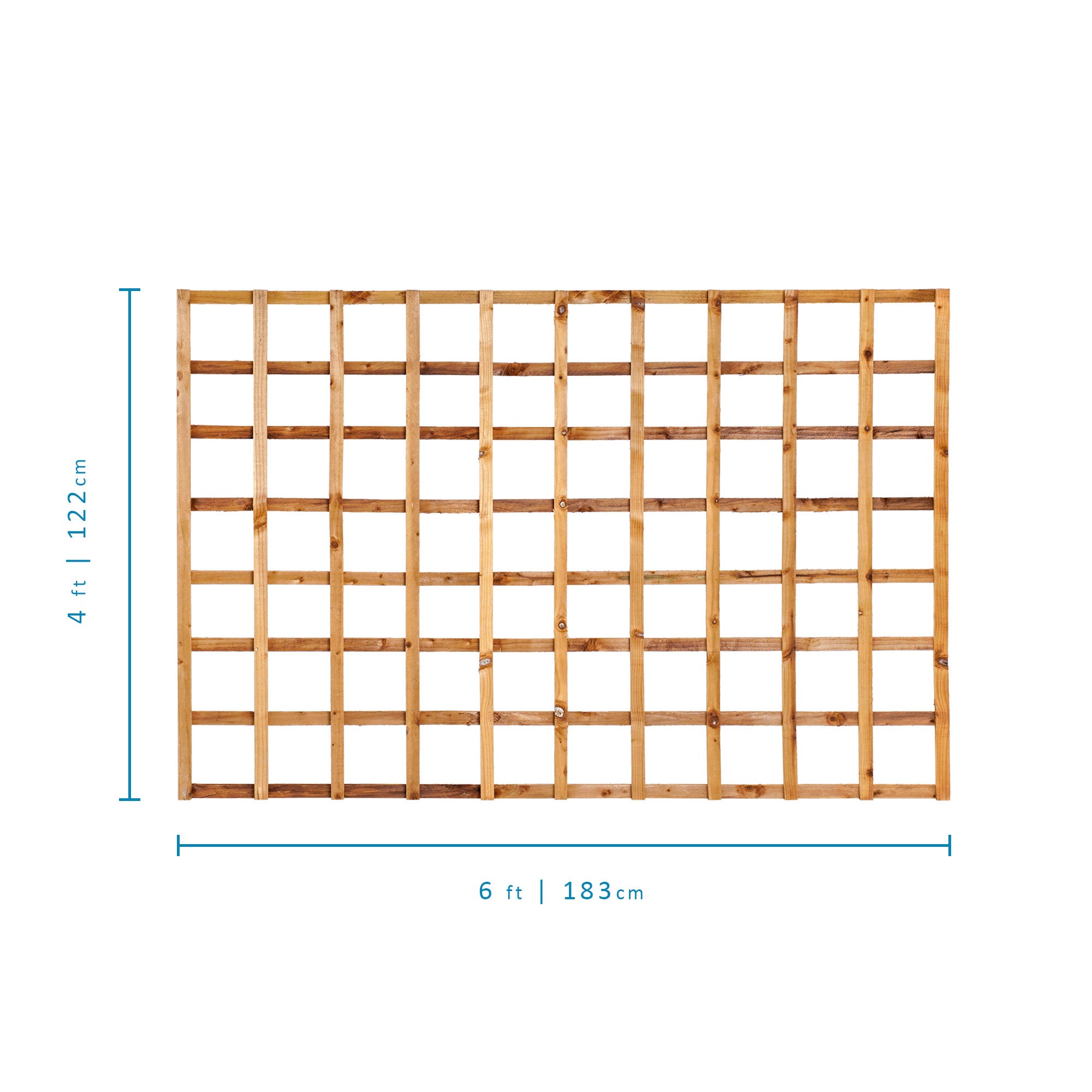 Measurements of 6ft x 4ft Traditional Heavy Square Trellis - Pressure Treated Brown