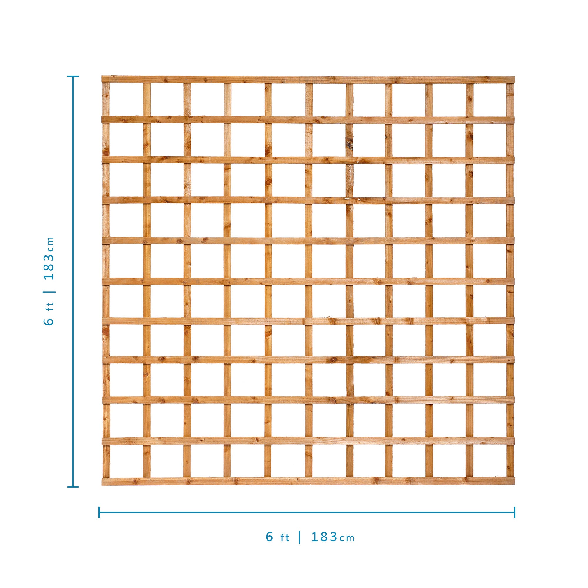 Measurements of 6ft x 6ft Traditional Heavy Square Trellis - Pressure Treated Brown 